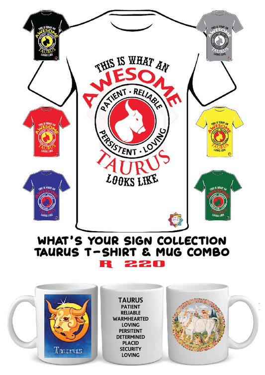 ZODIAC SERIES 4 • TAURUS AWESOME T-SHIRT & PLAIN MUG GIFT BOX