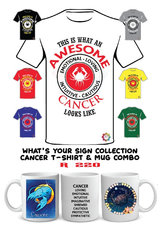 ZODIAC SERIES 4 • CANCER AWESOME T-SHIRT & PLAIN MUG GIFT BOX