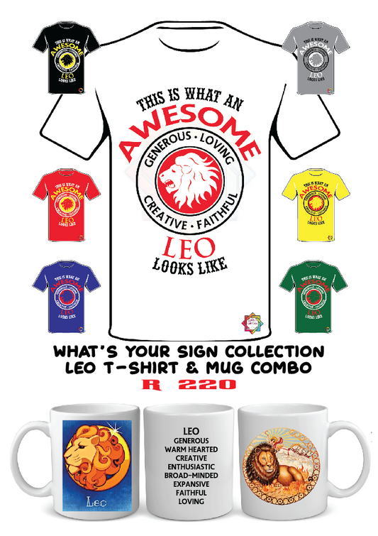 ZODIAC SERIES 4 • LEO AWESOME T-SHIRT & PLAIN MUG GIFT BOX