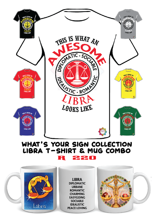 ZODIAC SERIES 4 • LIBRA AWESOME T-SHIRT & PLAIN MUG GIFT BOX