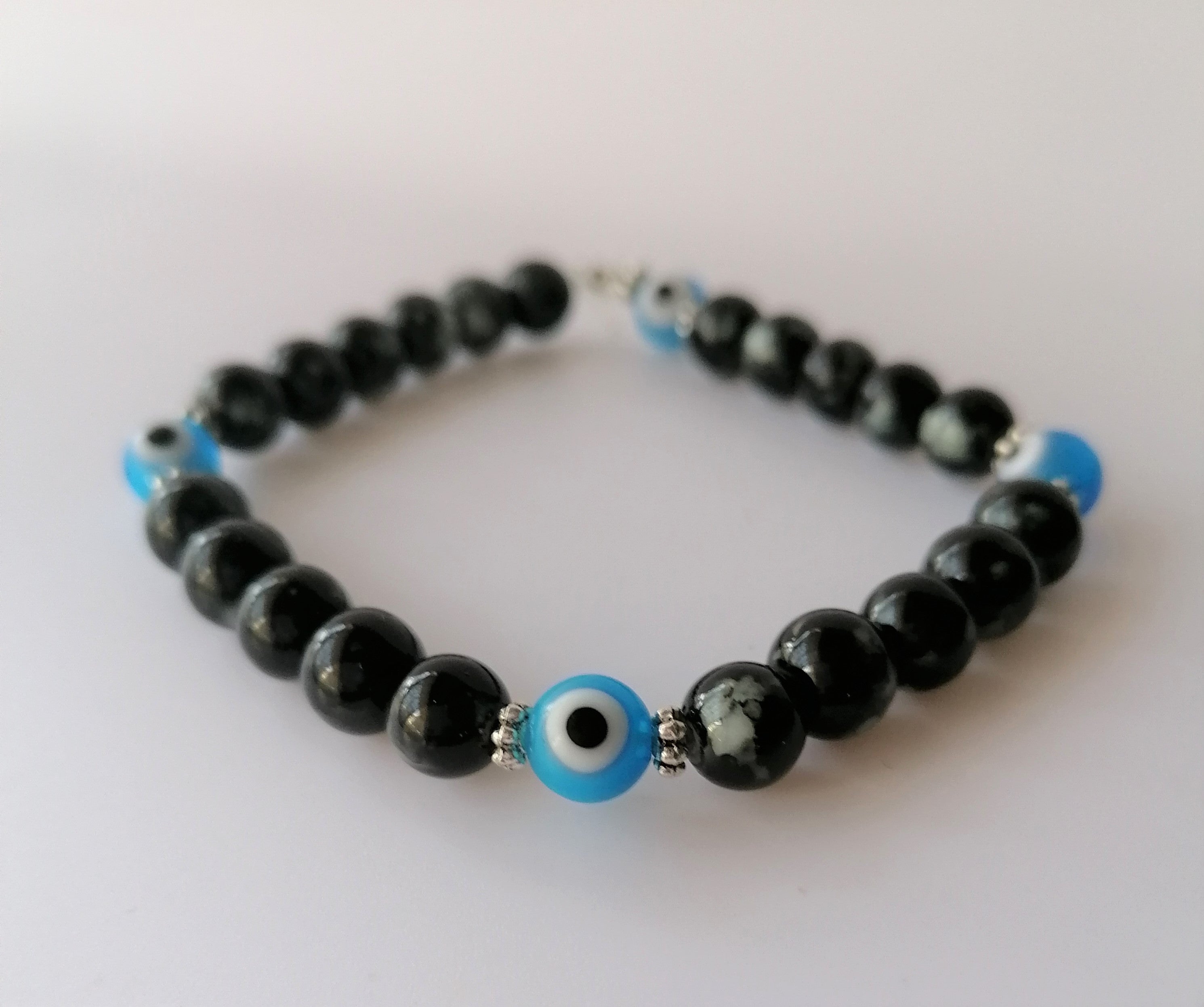 Evil Eye and Obsidian Gemstone Bracelet – The South African Desi