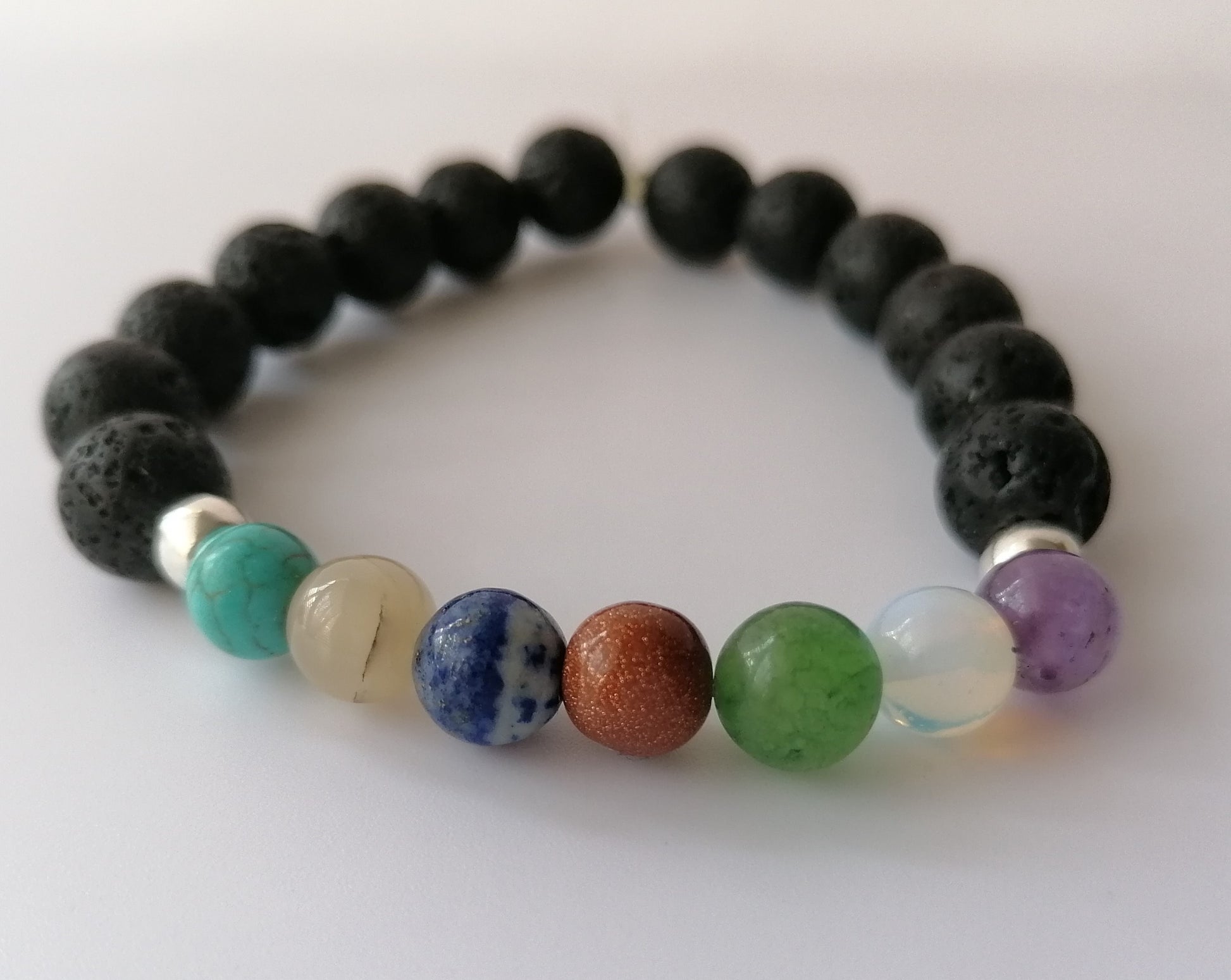 7 Chakra Bracelet with Lava Stone – The South African Desi
