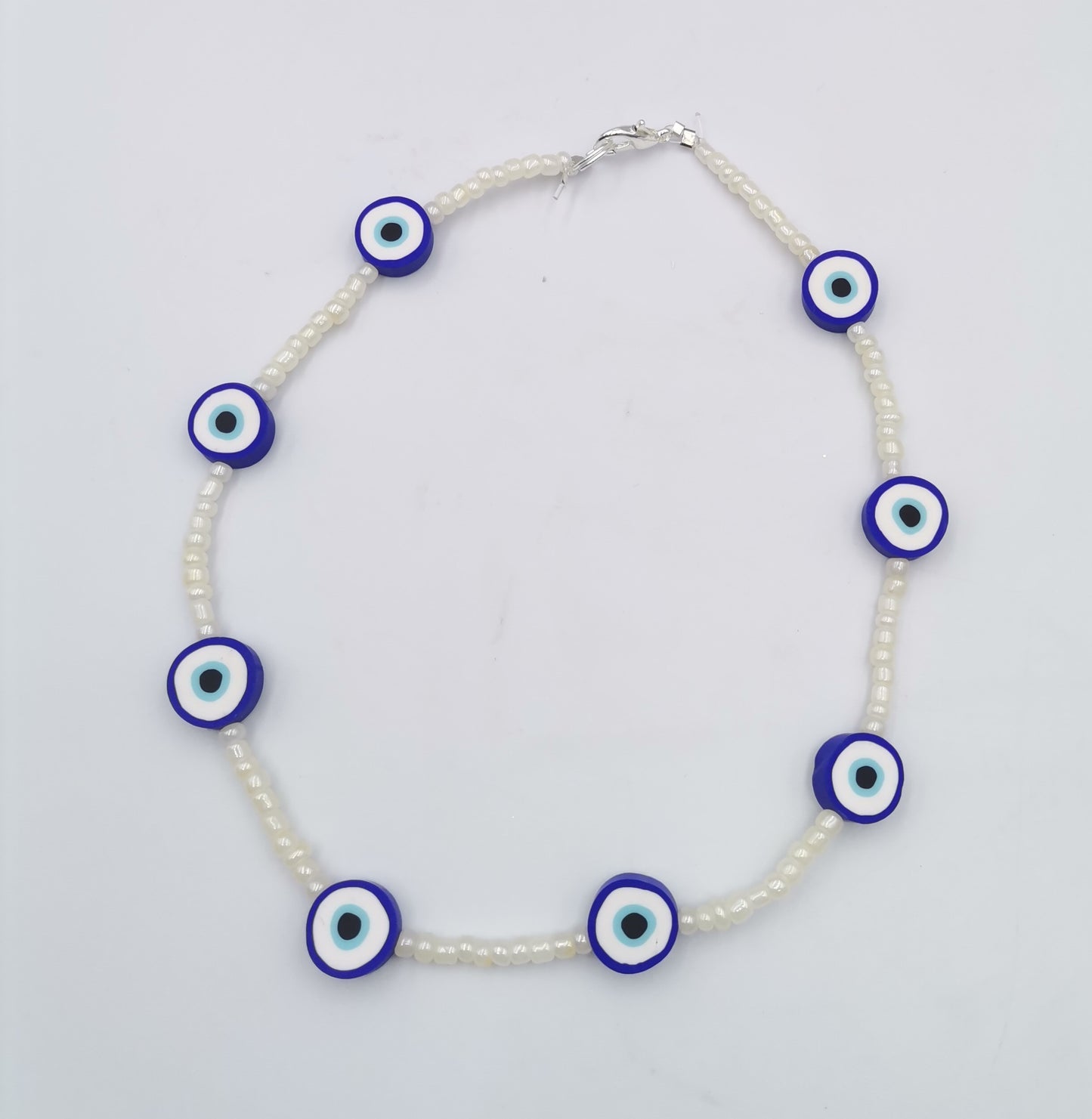 White and Blue Evil Eye Necklace