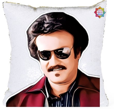 Rajnikanth Pop Art Sequenced Scatter Cushion